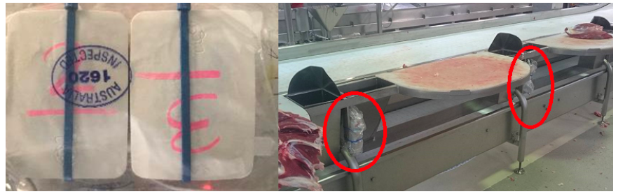 Figure 3: Raspberry Pi in Packages (left) and Raspberry Pi Placement (Circled in Red) on Workbench (right)